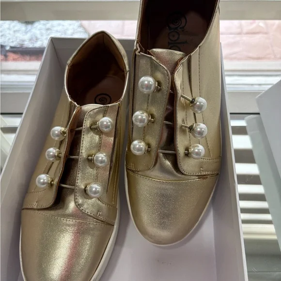 slim fit dress slacks Prom Shoes Wedding Glitter High Heels Platform Bridal Shoes - Gold main image 1
